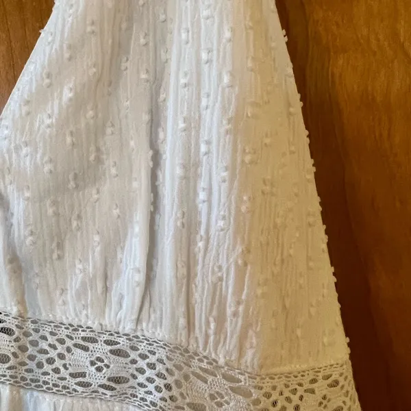 Lulus White Sleeveless Tiered Dress Boho Sexy Prairie Cottagecore Large FLAWS - Image 6