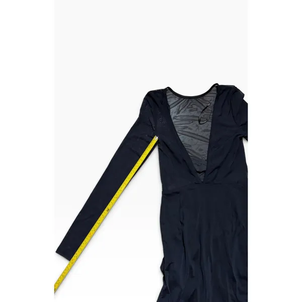 Lulus Black Sheer Mesh Cutout Bodycon Maxi Dress Size M - Image 7