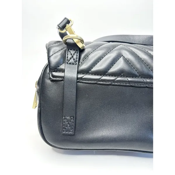 Zara Black Crossbody Bag Lion Head Gold Hardware Quilted Belt Bag‎ Convertible - Image 4