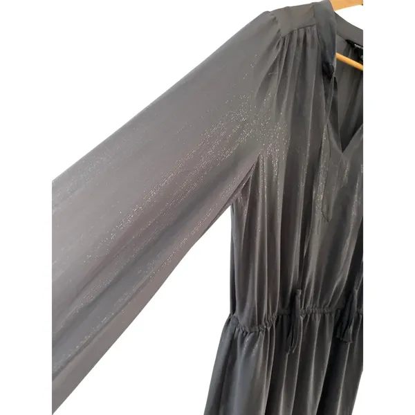 White House Black Market Plus Silver Boho Tassel Blouson Dress Charcoal Size‎ 16 - Image 4