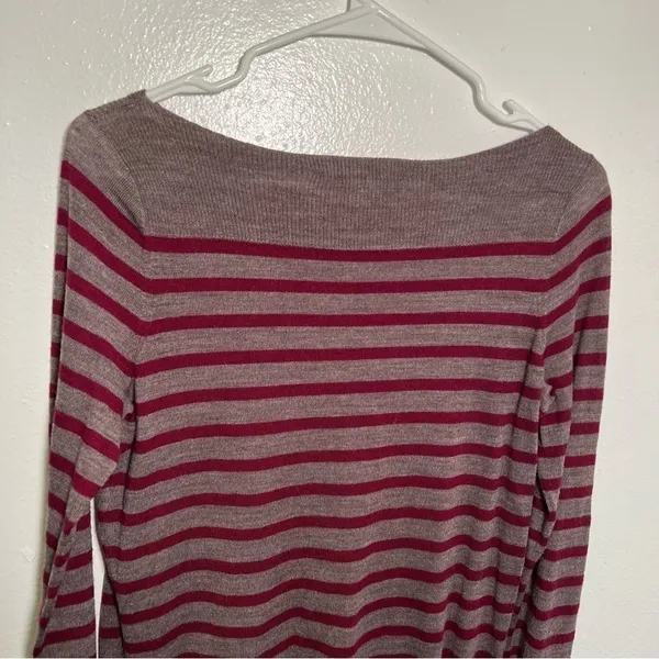 Loft‎ Boatneck Tunic Sweater Brown PInk Stripes - Image 7