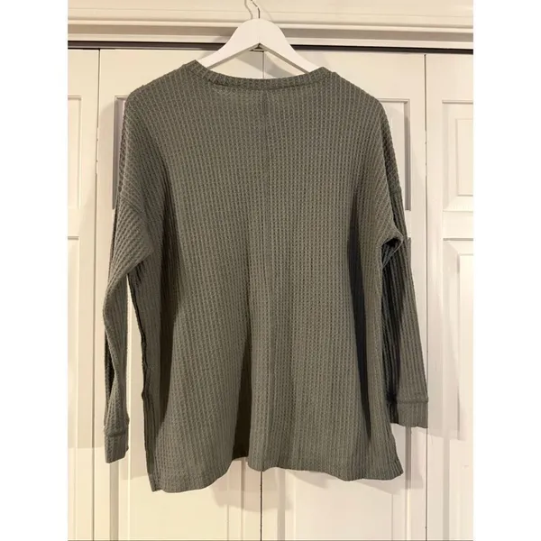 American Eagle green waffleknit oversized seam front top xs - Image 5