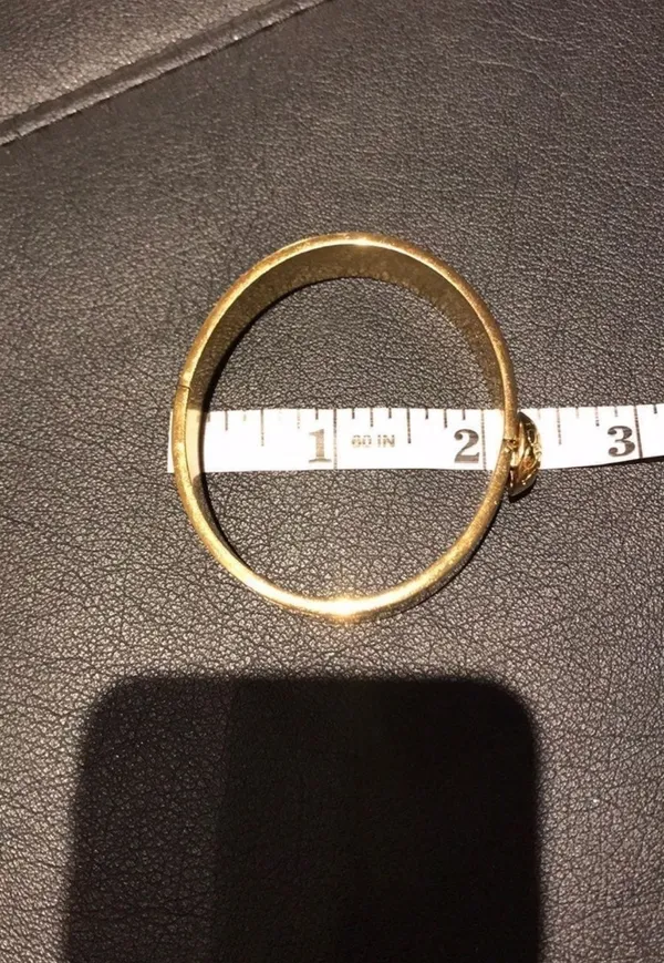 Coach Vintage Enamel Bangle Geometric Cube Square Print secure closure Cuff Bracelet Gold .5 wide band jewelry retro preppy minimalist - Image 11