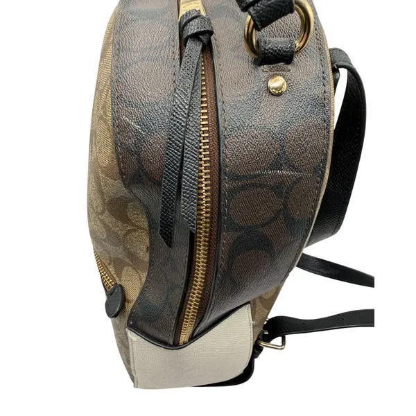 Coach Jordyn Backpack Women Medium Brown Beige Signature Coated Canvas Logo - Image 5