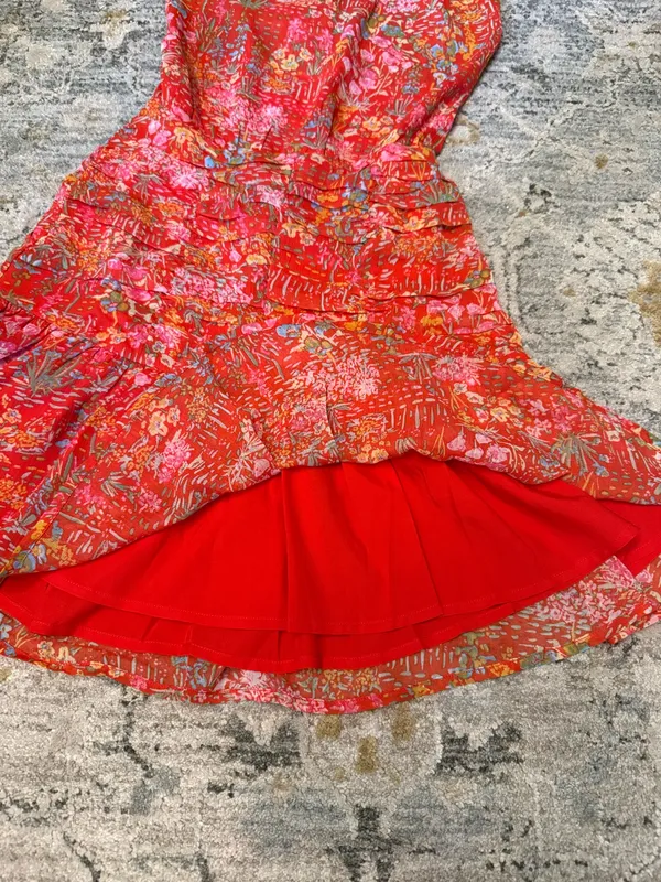 Sky to Moon Dress Floral Mini Red - Image 3