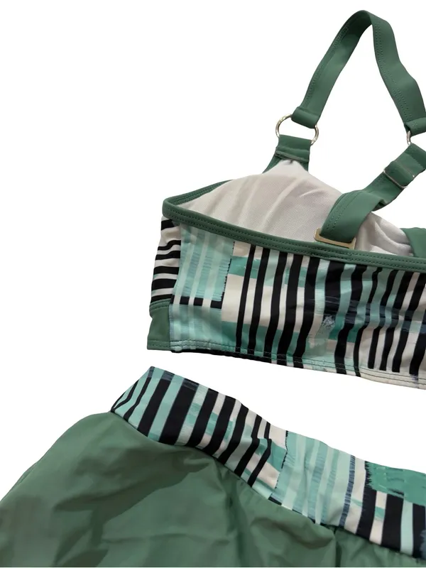 Amazon Brands Sage Green Plaid Cage Strap Bikini Swim Set Strappy Medium Women's - Image 10