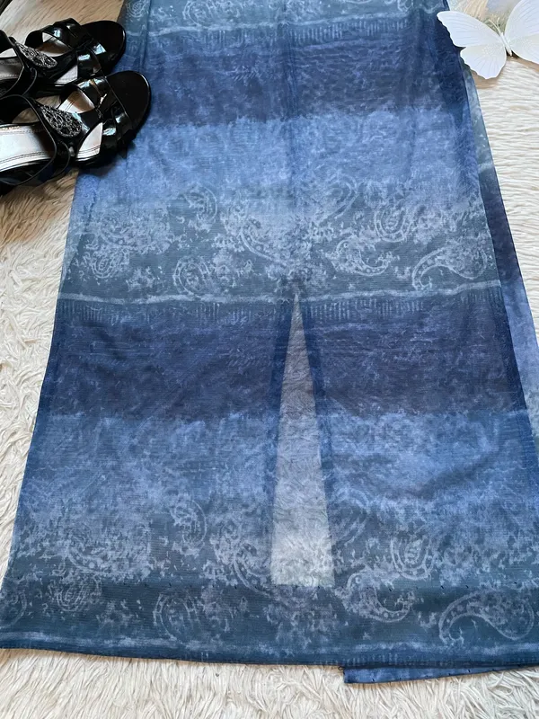 Y2k Blue Ombre sheer Long Sleeve Maxi Dress - Image 8