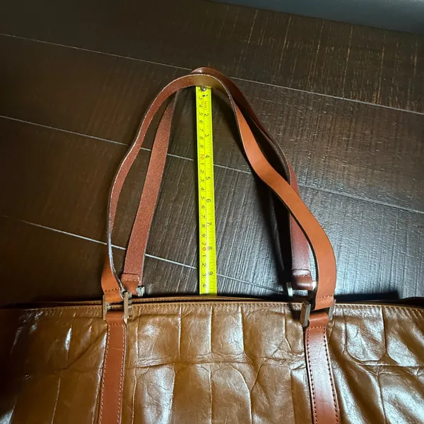 FALOR Le Borse Italy Brown Croc Embossed Leather Tote Shoulder Bag Purse Large - Image 4