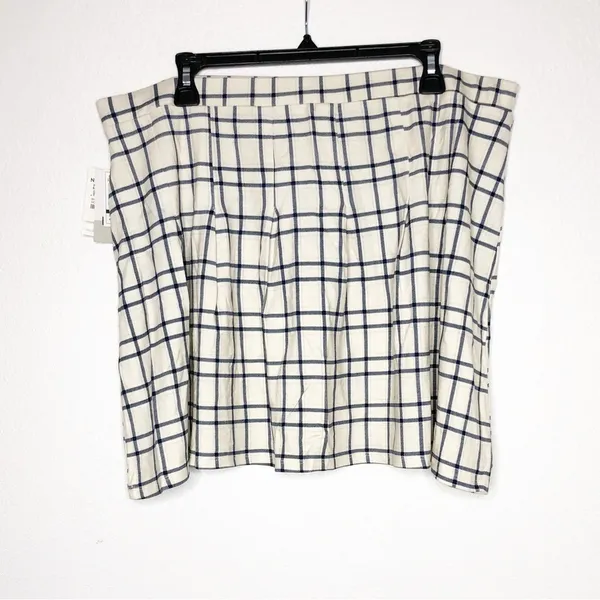 bp Amanda Tennis Mini Skirt Windowpane Print Beige Blue Size 2X NWT - Image 7
