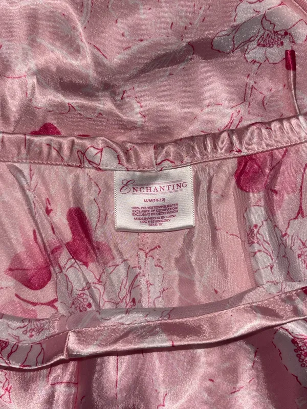 Enchanting Early 2000’s Y2K Pink Floral Roses Lace Satin Pajama Set Size M - Image 4
