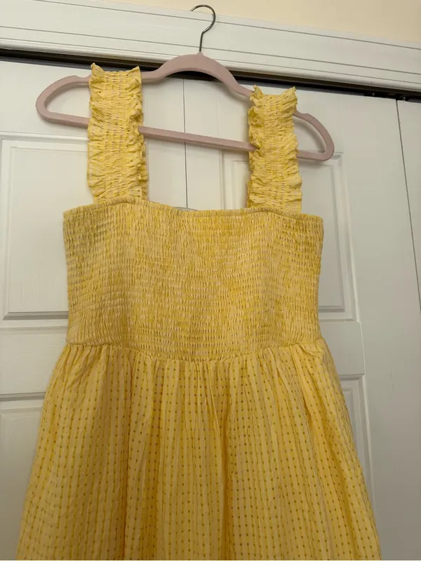 DAVI & DANI Yellow Smocked Tiered Sundress with Ruffle Straps - Image 3
