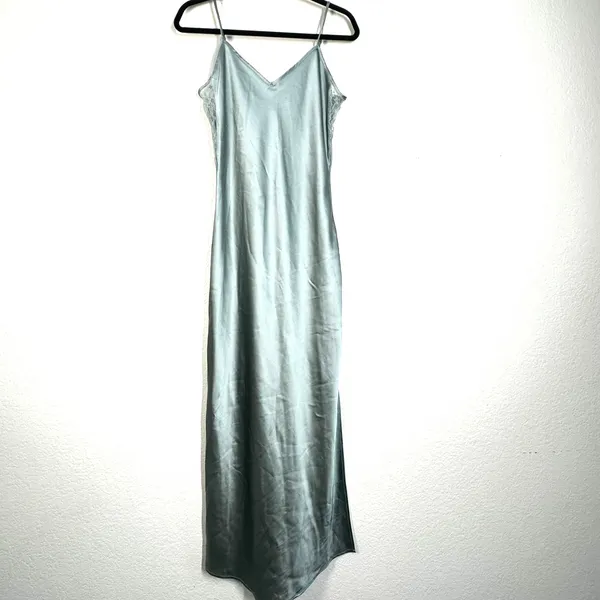 House of Harlow x Revolve M mint green slip maxi dress v neck sleeveless satin - Image 2