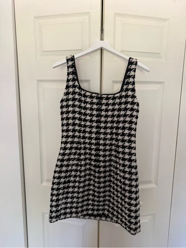 Antonio Melani Macy Wool Blend Houndstooth Square Neck Mini Sheath Dress Size 4 - Image 8