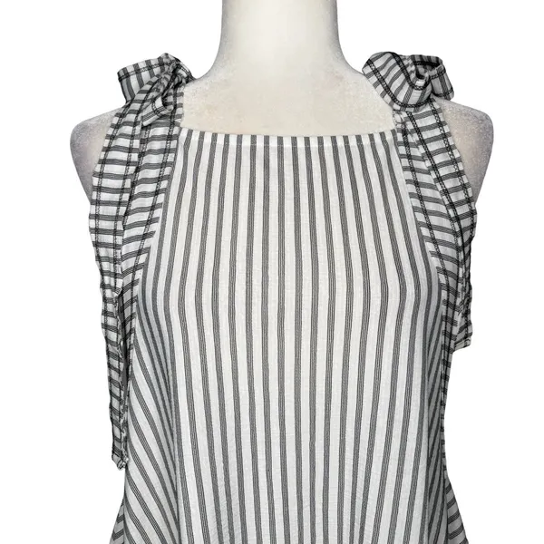 Zara‎ Trafaluc Pinafore Dress S Black White Stripes Apron Cover Up Asymmetrical - Image 4