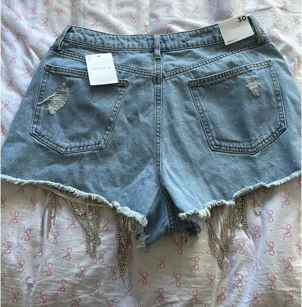 Rhinestone light blue shorts - Image 2