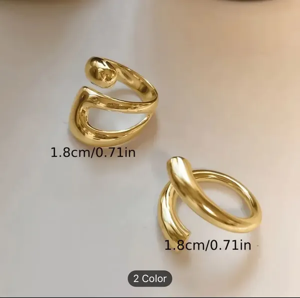 2 Pieces Vintage Inner Style Geometric Punk Alloy Exaggerated Stacked Rings - Image 3