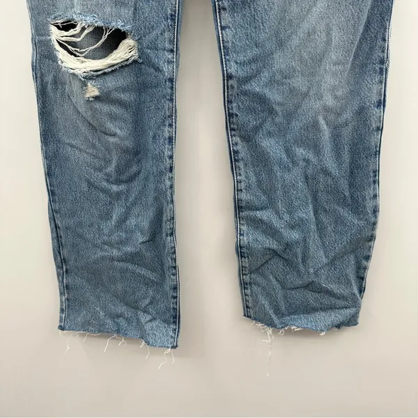 Garage Denim Droite 90s Straight Leg Light Wash Distressed‎ Raw Hem Jeans Sz 27 - Image 3