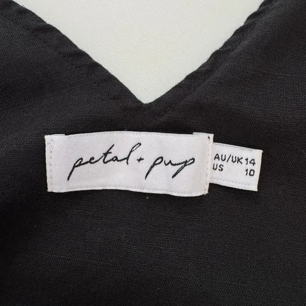 Petal + Pup Erenda Dress Size 10 Black Linen Cotton Tiered Midi Boho Summer - Image 9