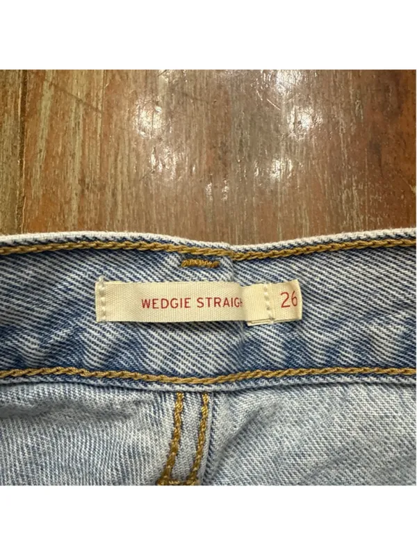Levi's Wedgie Straight Light Blue Distressed Jeans Womens Size 26 - Image 10