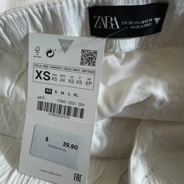NWT Zara Ruched Side Button Solid Mini Skirt White Coastal High Waisted Size M - Image 6