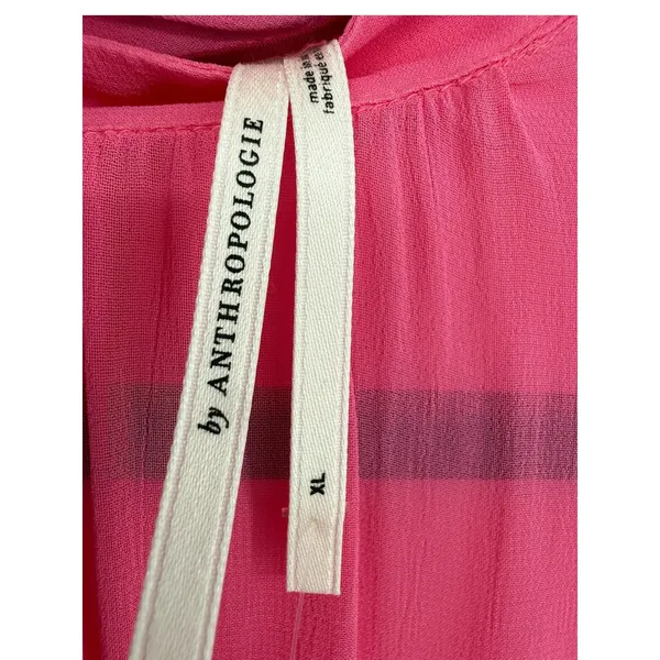 NWT Anthropologie‎ Womens Long Sleeve Sheer Tunic Dress Pink Bell Sleeve Size XL - Image 3