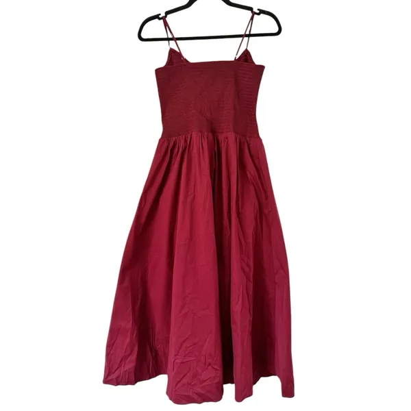 NWD Lulus Tandria Burgundy Smocked Sleeveless Midi Dress Size Large - Image 5
