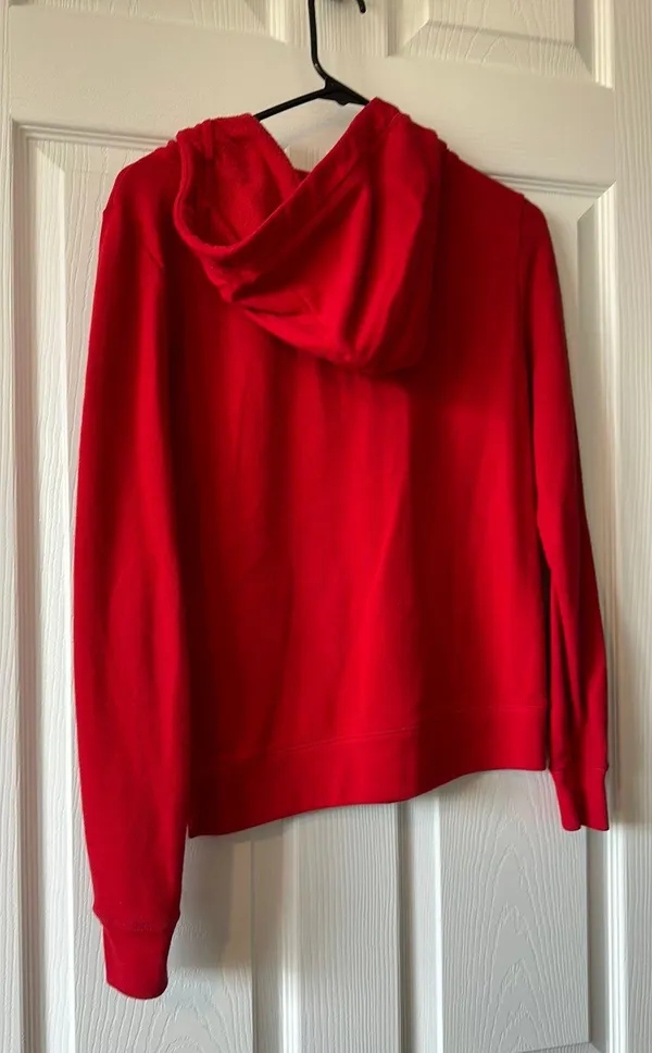 Pink Hooded Red Quarter Zip Pullover Size XS - Image 2