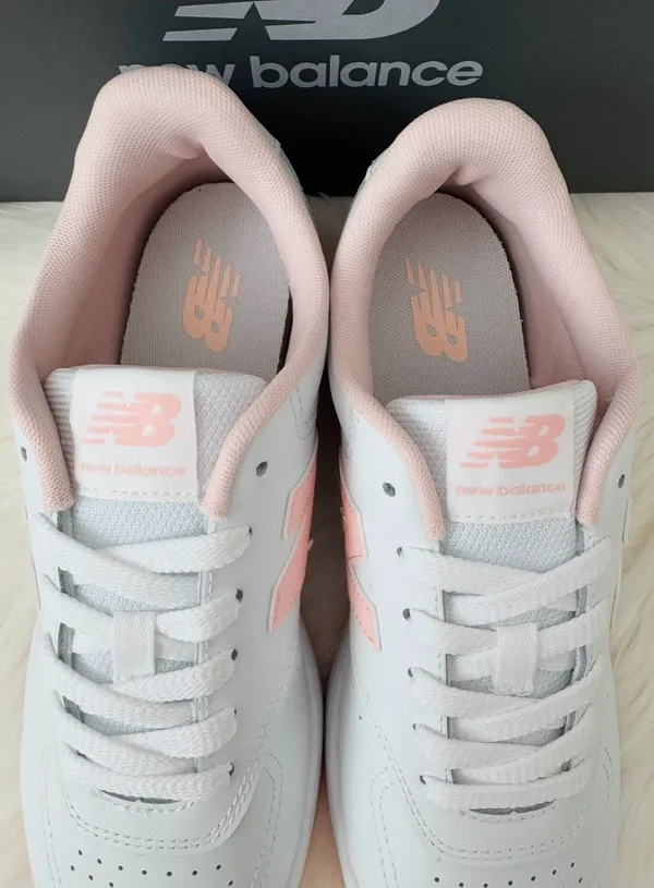 New Balance BB80 Low-Top Leather Sneakers, White/Pink Rose, Size 10/EU41.5 - Image 3