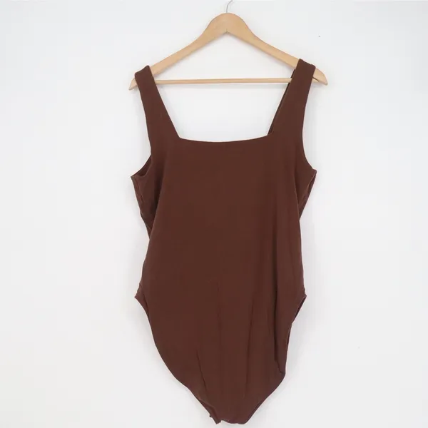 Old Navy Womens XL Brown Square Neck Sleeveless Cotton Stretch Bodysuit - Image 4