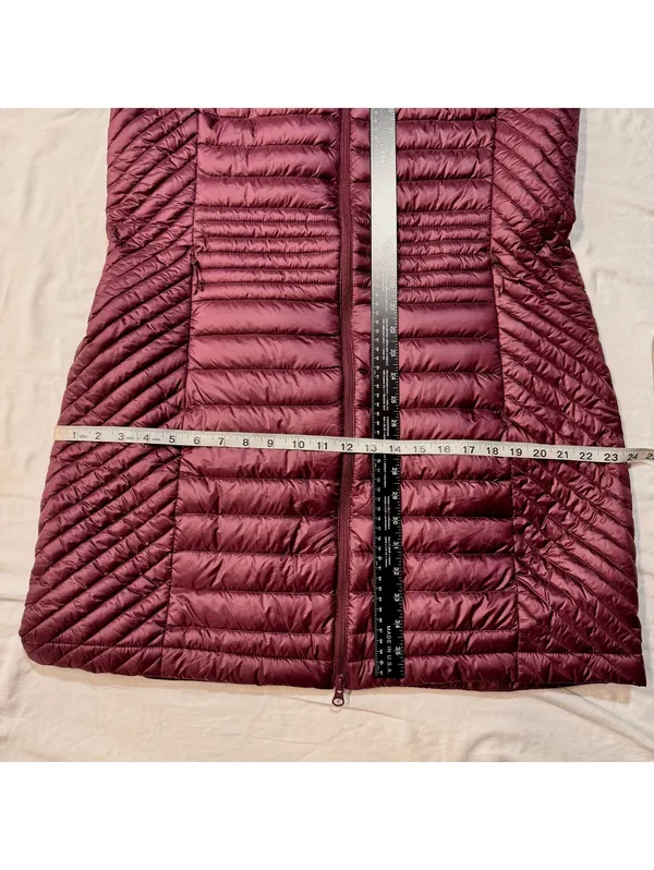 Duluth Burgundy Quilted Puffer Duck Down Long Vest L Collar Layering Cabincore - Image 7