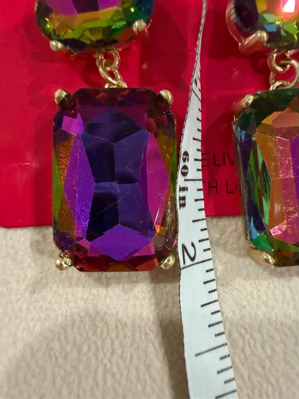 Multicolor gold candy Crystal Drop Earrings statement chunky dangle jewelry gift Purple - Image 2