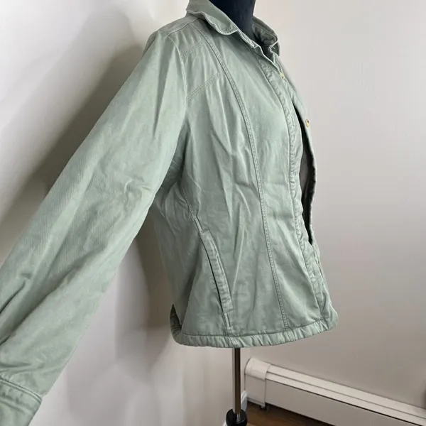 Woolrich Sage‎ Green Fleece Lined Button Front Shacket Size Small - Image 5