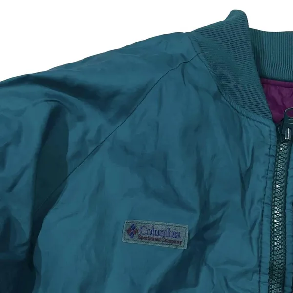 Columbia Reversible Bomber Jacket Purple Teal‎ Full Zip Size Medium Unisex - Image 5