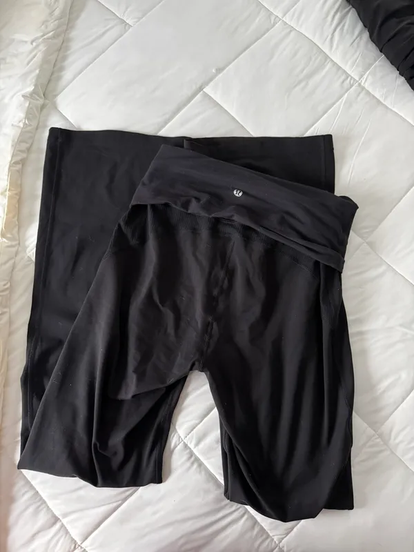 Fold Over Flare Leggings Black Size 8 - Image 3