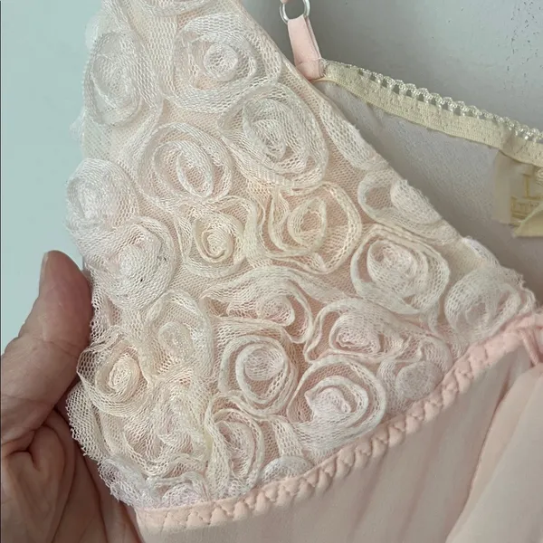 Y2K LA INTIMATES PRETTY IN PINK CHIFFON BABYDOLL NIGHTIE w/ROSEBUDS & BOW - Image 4