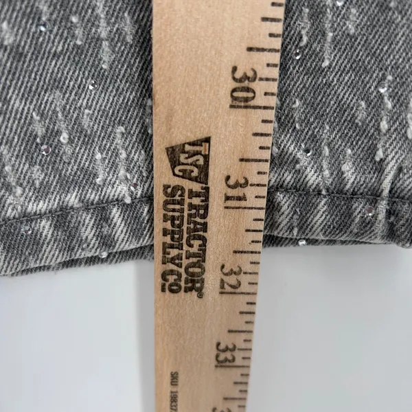NWT Mango MNG Wide Leg Sequin Jeans Women's Sz 8‎ Gray Denim Rhinestone Festival - Image 7