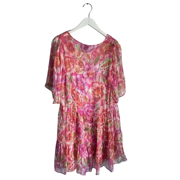 Jade Pink‎ Floral Spring Summer Dress Silk Sheer Bridal Shower Baby Shower sz S - Image 2
