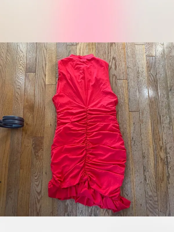 red ruched formal ruffle mini dress Size M - Image 8