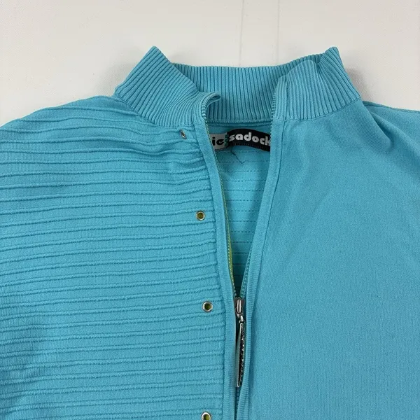 Jamie Sadock Jacket Womens Large Blue Full Zip Knit Golf Pockets Made In USA - Image 4