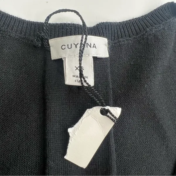 Cuyana Classic Cotton Cashmere V-neck‎ Sweater Black Size XS Silk Lightweight - Image 3