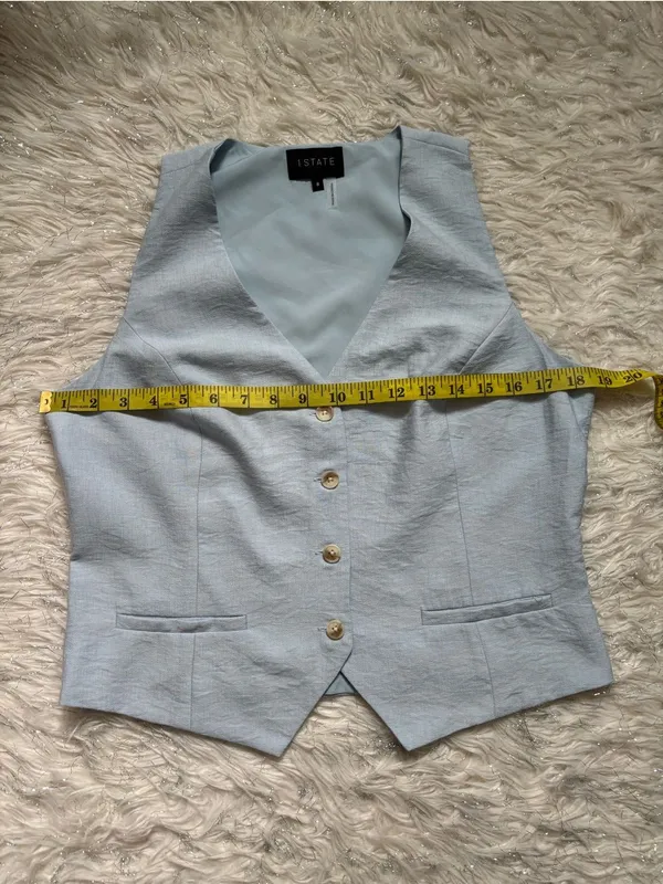 STATE Light Blue Women’s Sleeveless Button Front Vest Size 8 - Image 5