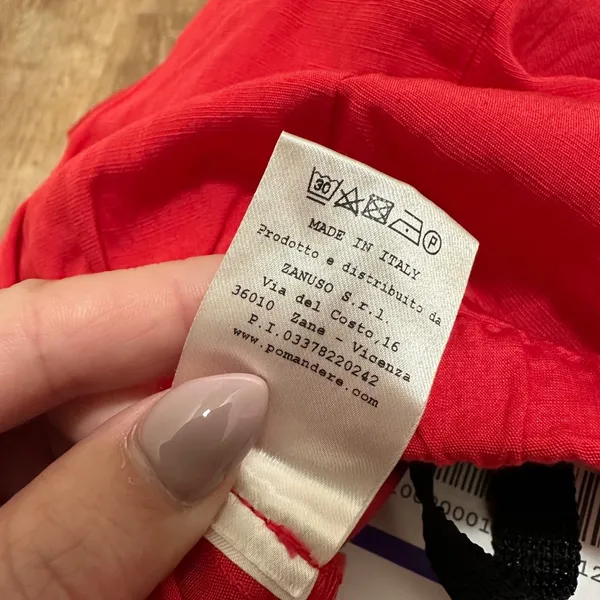 Pomandere | NWT Women's Red Linen Elastic Waist Straight‎ Leg Pants, EU 40, US S - Image 7