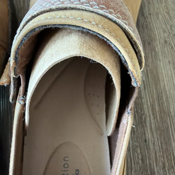 Clarks Collection Women’s 9.5 Leather Slip-Ons Roseville Dot Dark Tan New - Image 12
