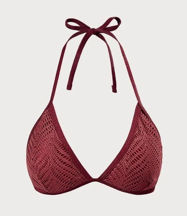 BERLOOK Burgundy Crochet Halter Triangle SET 55 Red - Image 6