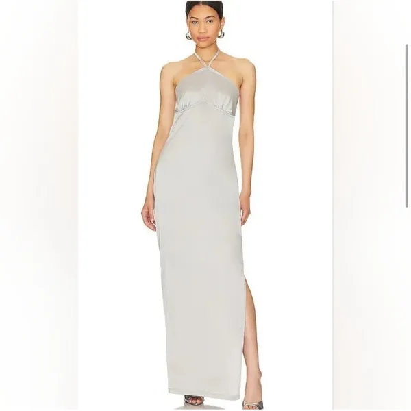 NWT OW Collection Saga Satin‎ Maxi Dress Grey Sz Medium $250 - Image 3