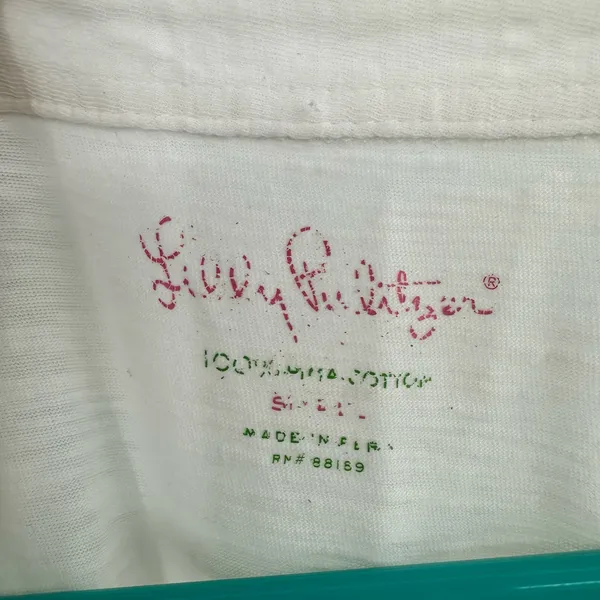 Lilly Pulitzer‎ size Small 100% pima cotton white tank top shirt blouse v neck - Image 5