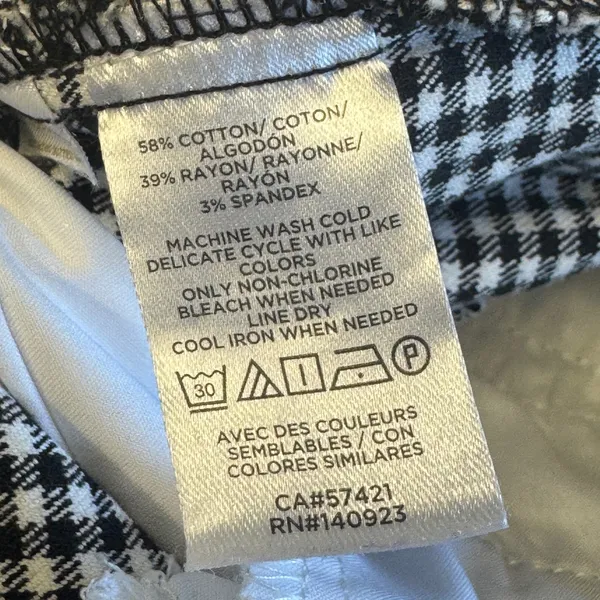 LOFT The Riviera Slim Gingham Houndstooth Pants Black White Check Cropped Size 8 - Image 8