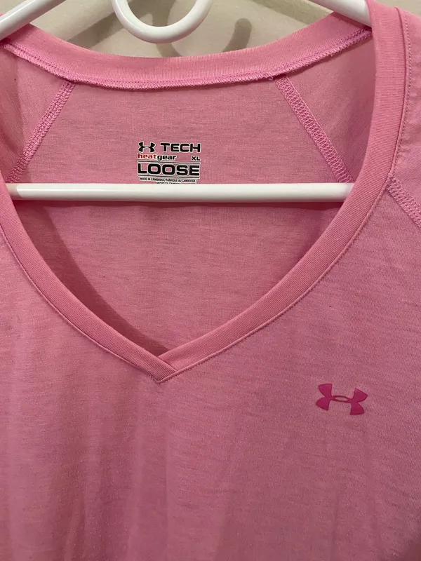 Under Armour Pink V-Neck Athletic Tee - Image 3
