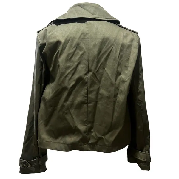Shinestar Women's Olive Green Double-Breasted Cropped Jacket Medium - Image 9