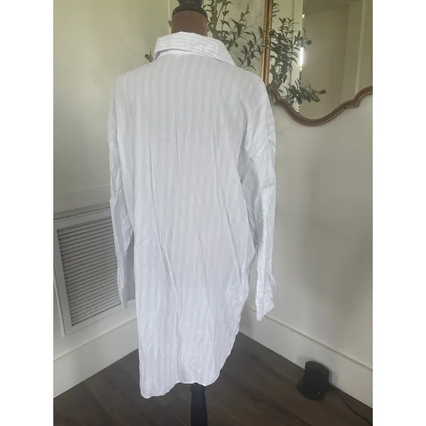 Victorias Secret Blue White Striped Lemon Embroidered Sleep Shirt Large - Image 3